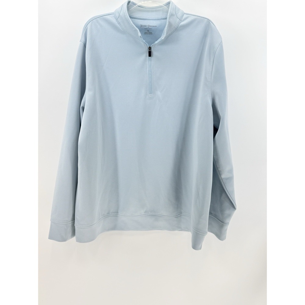 Hickey Freeman Mens Blue Long Sleeve Quarter-Zip Pullover Jacket Size XL